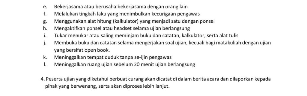 Tata Tertib Peserta Ujian Tengah Semester Dan Ujian Akhir Semester