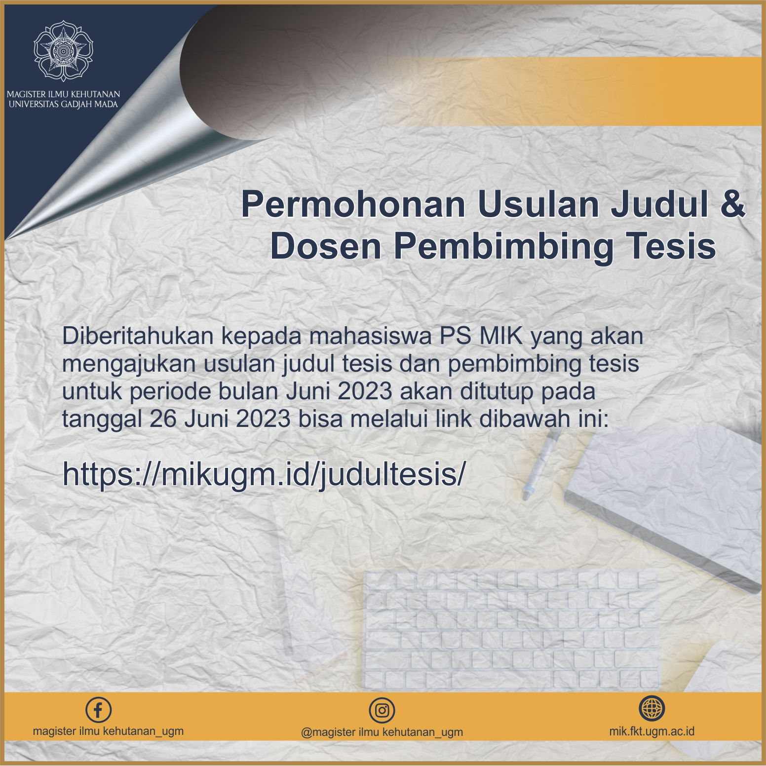 Permohonan Usulan Judul Dan Dosen Pembimbing Tesis Periode Juni 2023